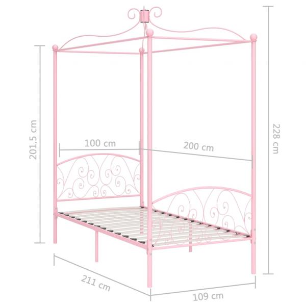 Himmelbett-Gestell Rosa Metall 100 x 200 cm