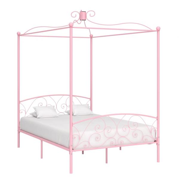 ARDEBO.de - Himmelbett-Gestell Rosa Metall 120 x 200 cm