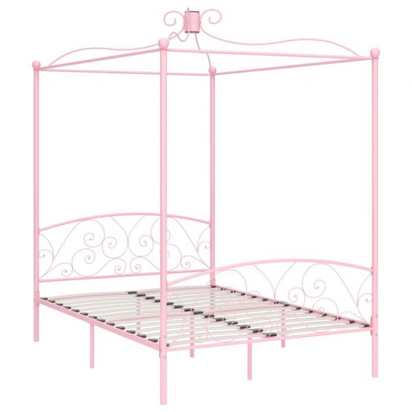 Himmelbett-Gestell Rosa Metall 120 x 200 cm