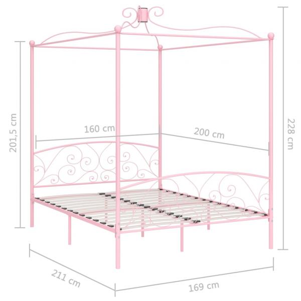 Himmelbett-Gestell Rosa Metall 160 x 200 cm