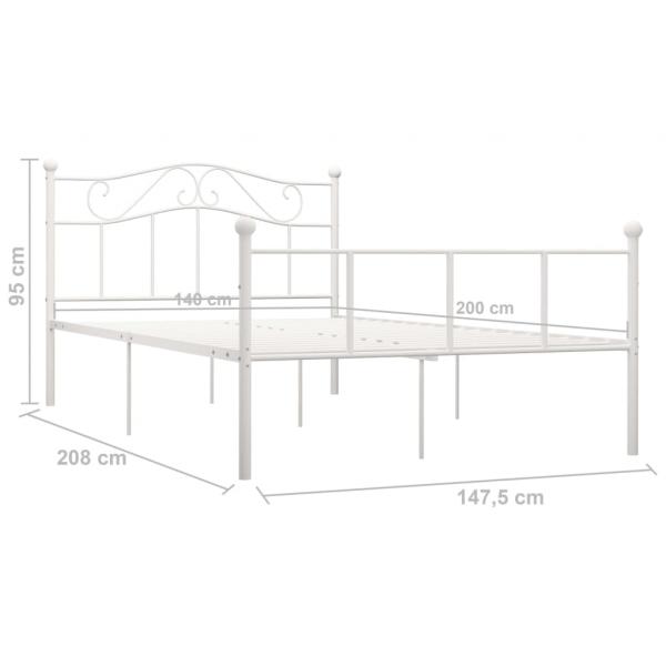 Bettgestell Weiß Metall 140×200 cm