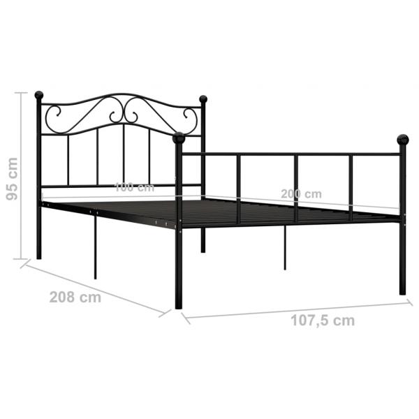 Bettgestell Schwarz Metall 100 × 200 cm