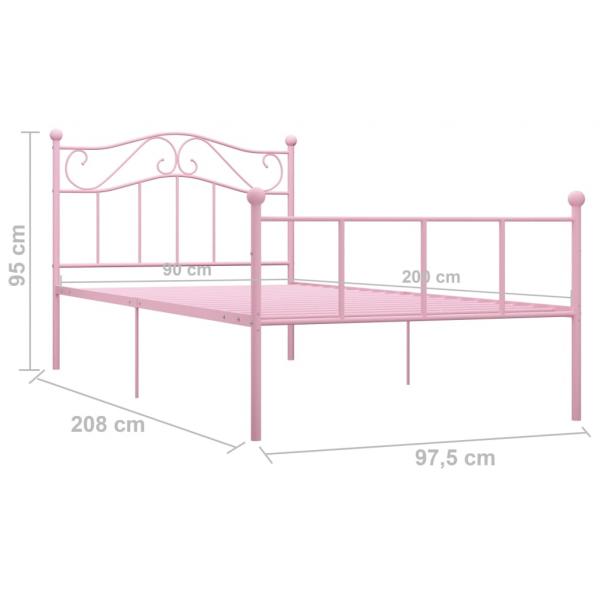 Bettgestell Rosa Metall 90×200 cm