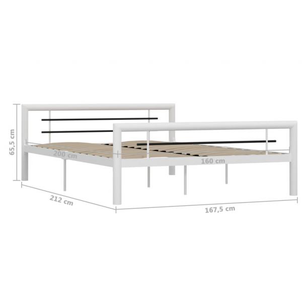 Bettgestell Weiß und Schwarz Metall 160×200 cm 