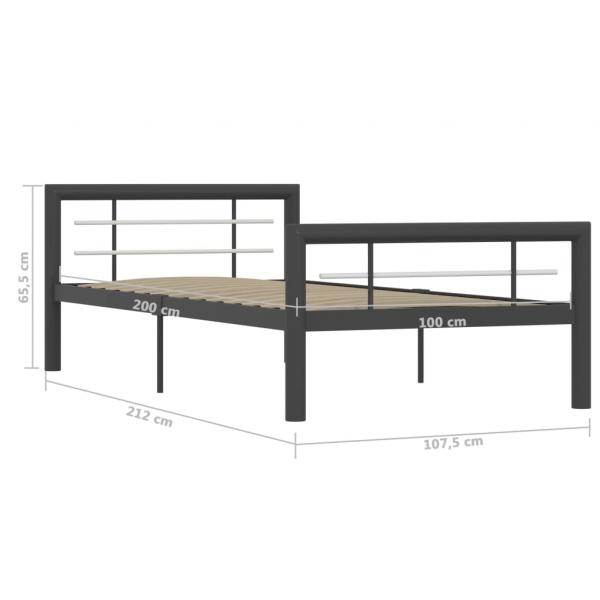 Bettgestell Grau und Weiß Metall 100 × 200 cm