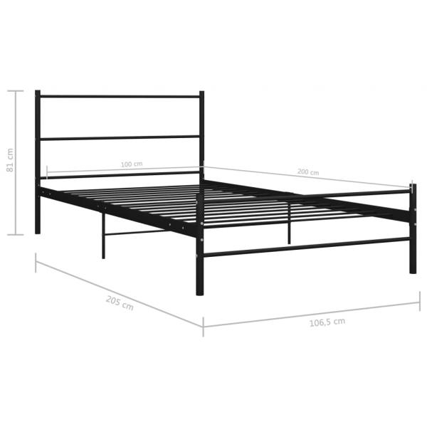 Bettgestell Schwarz Metall 100 × 200 cm