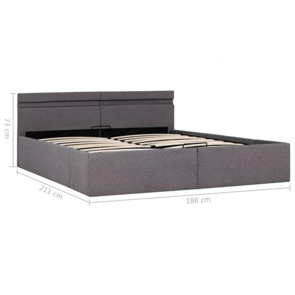 Bett mit Bettkasten Hydraulisch mit LED Taupe Stoff 180x200 cm