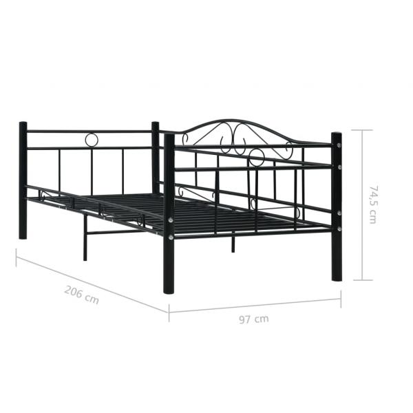 Tagesbett-Rahmen Schwarz Metall 90×200 cm 