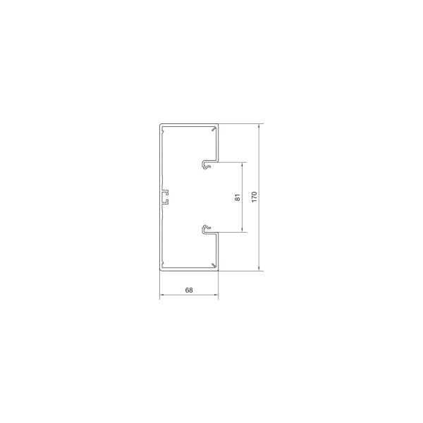 Hager Brüstungskanal-Unterteil frontrast. PVC, 68x170mm, OT80mm, graphitschwarz, 2m (BR6517019011)