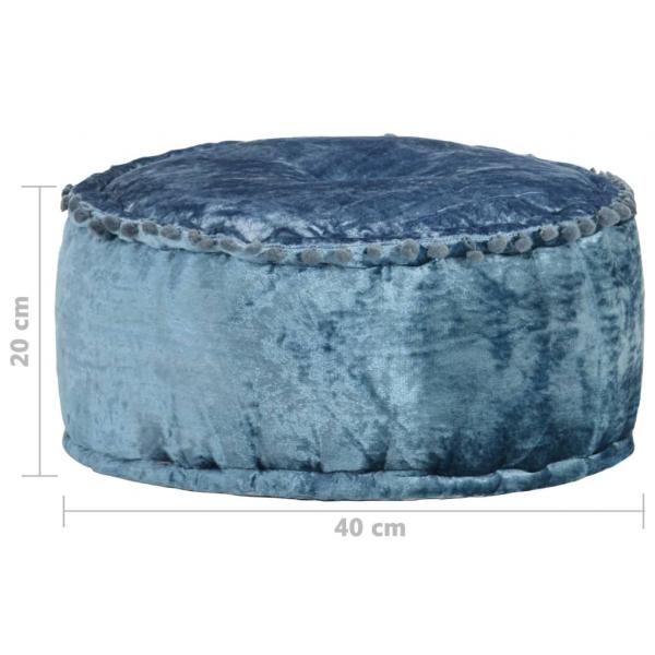 Pouf Rund Samt 40x20 cm Blau