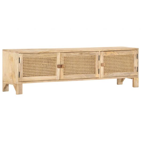 ARDEBO.de - TV-Schrank 140x30x40 cm Mango Massivholz und Rohrgeflecht