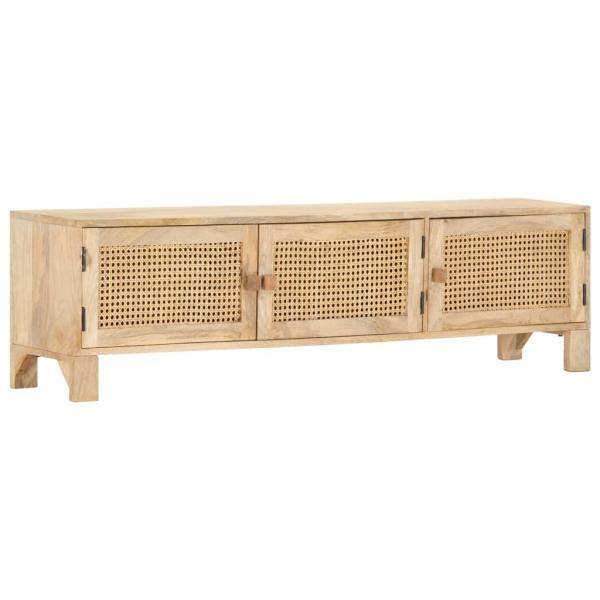 TV-Schrank 140x30x40 cm Mango Massivholz und Rohrgeflecht