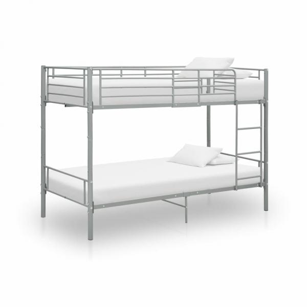 ARDEBO.de - Etagenbett Grau Metall 90×200 cm