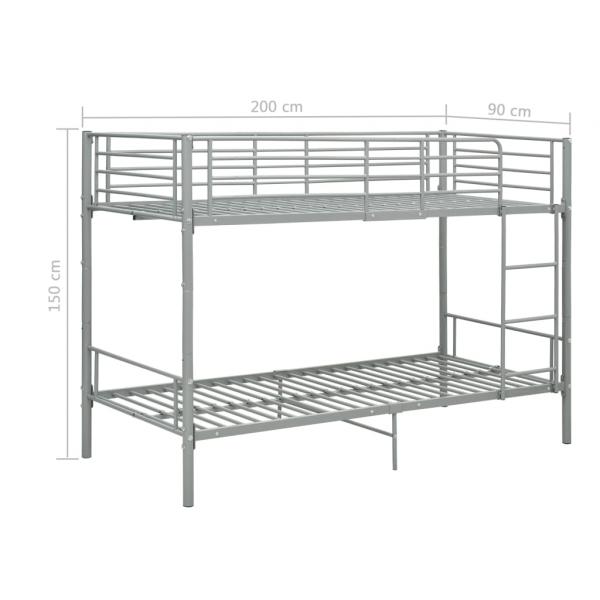 Etagenbett Grau Metall 90×200 cm