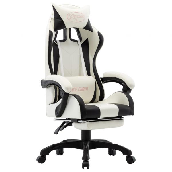 ARDEBO.de - Gaming-Stuhl mit Fußstütze Schwarz und Weiß Kunstleder