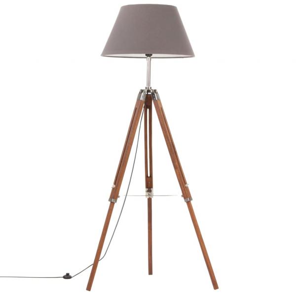 ARDEBO.de - Stativlampe Honigbraun und Grau Teak Massivholz 141 cm