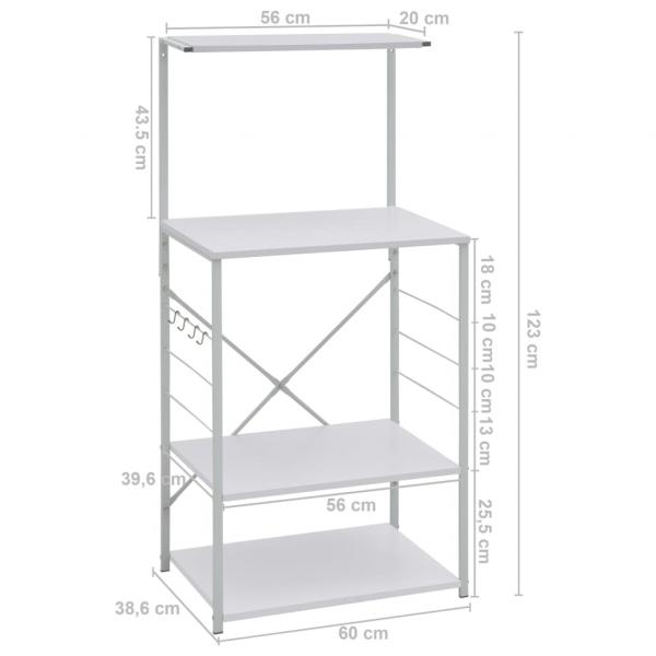 Mikrowellenregal Weiß 60x39,6x123 cm Holzwerkstoff