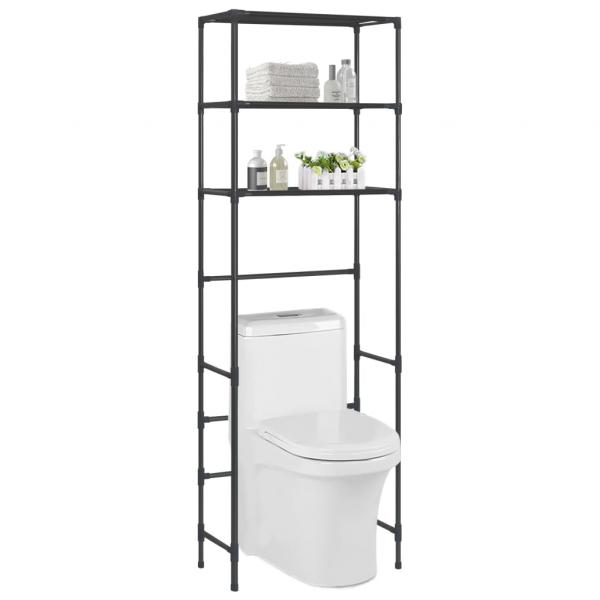 ARDEBO.de - Toilettenregal 3 Ablagen Schwarz 53x28x169 cm