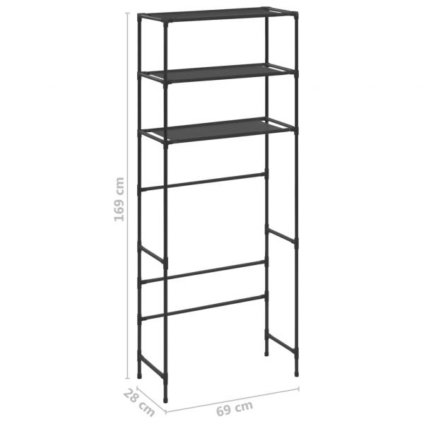 Waschmaschinenregal 3 Ablagen Schwarz 69x28x169 cm