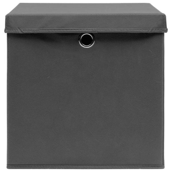 Aufbewahrungsboxen mit Deckeln 4 Stk. Grau 32x32x32 cm Stoff