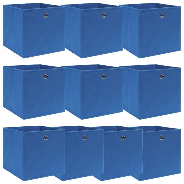 ARDEBO.de - Aufbewahrungsboxen 10 Stk. Blau 32x32x32 cm Stoff