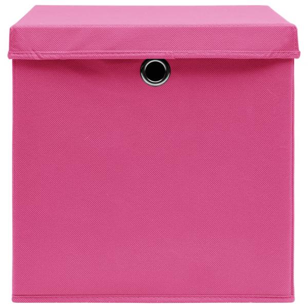 Aufbewahrungsboxen mit Deckeln 4 Stk. Rosa 32x32x32 cm Stoff