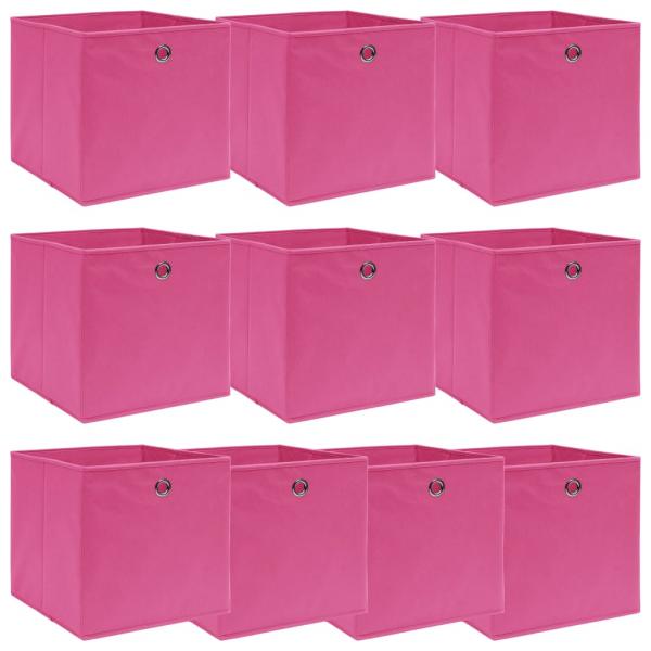 ARDEBO.de - Aufbewahrungsboxen 10 Stk. Rosa 32x32x32 cm Stoff