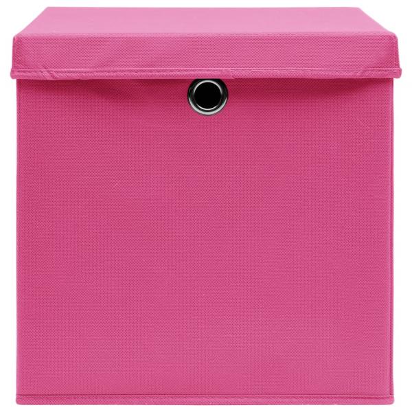 Aufbewahrungsboxen mit Deckeln 10 Stk. Rosa 32x32x32 cm Stoff