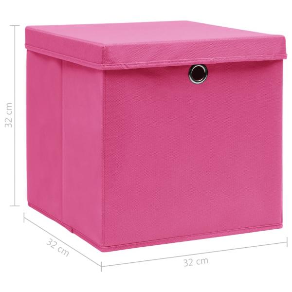 Aufbewahrungsboxen mit Deckeln 10 Stk. Rosa 32x32x32 cm Stoff