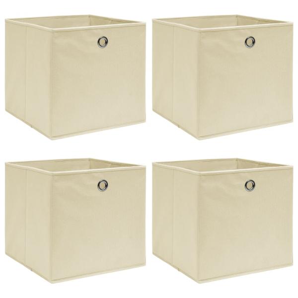 ARDEBO.de - Aufbewahrungsboxen 4 Stk. Creme 32x32x32 cm Stoff