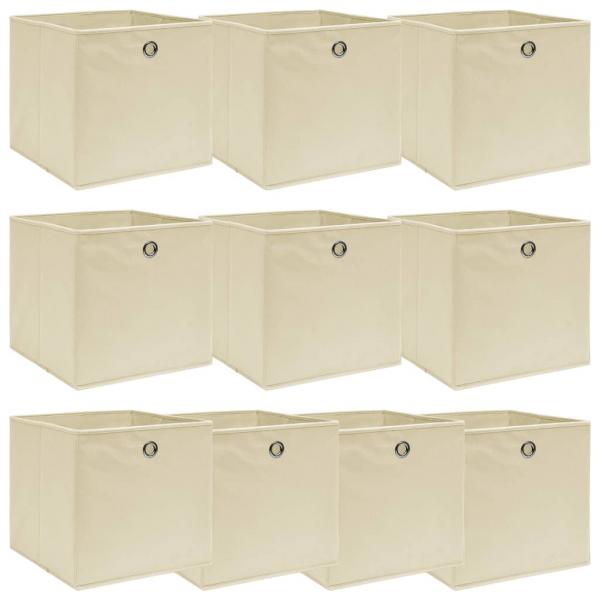 ARDEBO.de - Aufbewahrungsboxen 10 Stk. Creme 32x32x32 cm Stoff