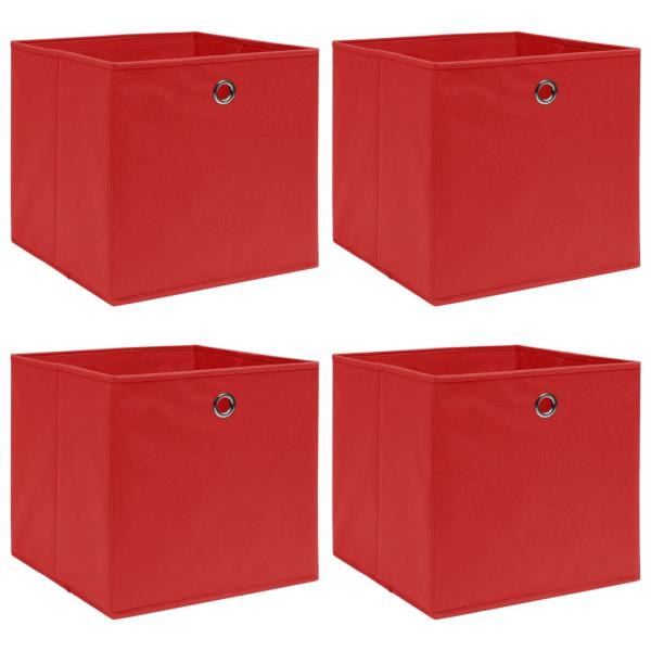 ARDEBO.de - Aufbewahrungsboxen 4 Stk. Rot 32x32x32 cm Stoff