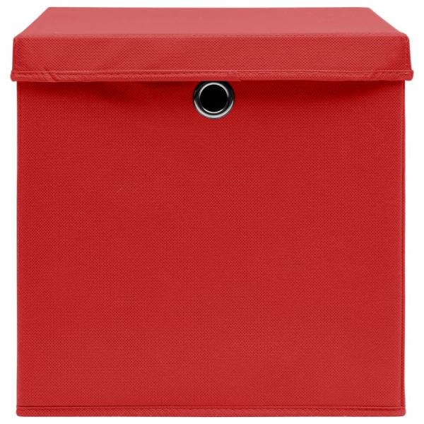 Aufbewahrungsboxen mit Deckeln 4 Stk. Rot 32x32x32 cm Stoff