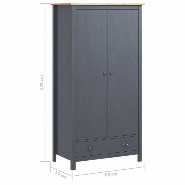 Kleiderschrank mit 2 Türen Hill Grau 89x50x170 cm Kiefernholz