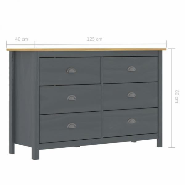 Sideboard Hill Grau 125x40x80 cm Massivholz Kiefer