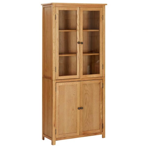 ARDEBO.de - Bücherschrank mit 4 Türen 90x35x200 cm Eiche Massivholz & Glas