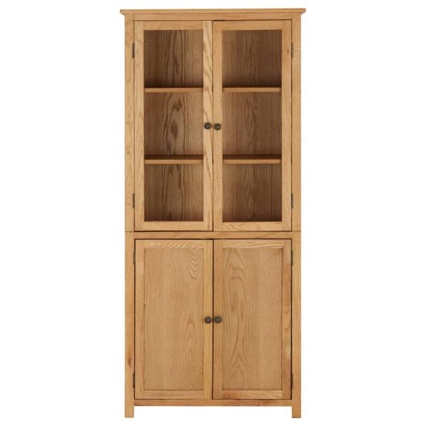 Bücherschrank mit 4 Türen 90x35x200 cm Eiche Massivholz & Glas