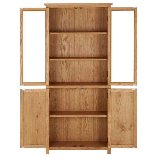 Bücherschrank mit 4 Türen 90x35x200 cm Eiche Massivholz & Glas