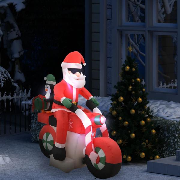 ARDEBO.de - Aufblasbarer Weihnachtsmann auf Motorrad LED IP44 160 cm