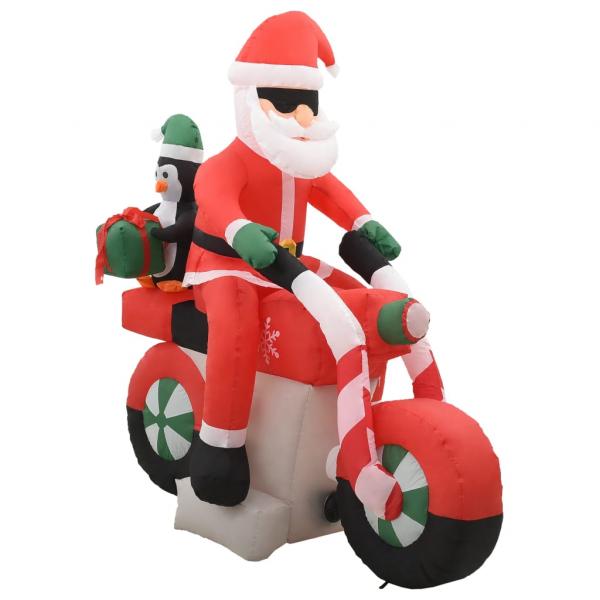 Aufblasbarer Weihnachtsmann auf Motorrad LED IP44 160 cm