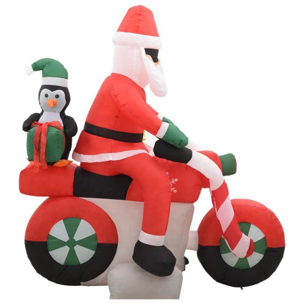 Aufblasbarer Weihnachtsmann auf Motorrad LED IP44 160 cm