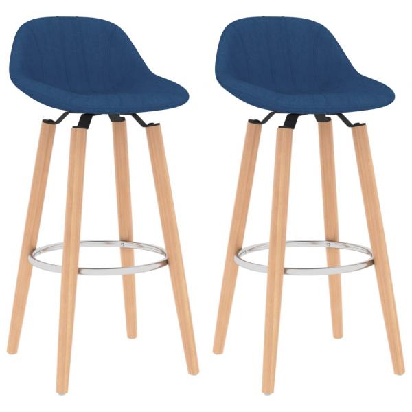 ARDEBO.de - Barhocker 2 Stk. Blau Stoff