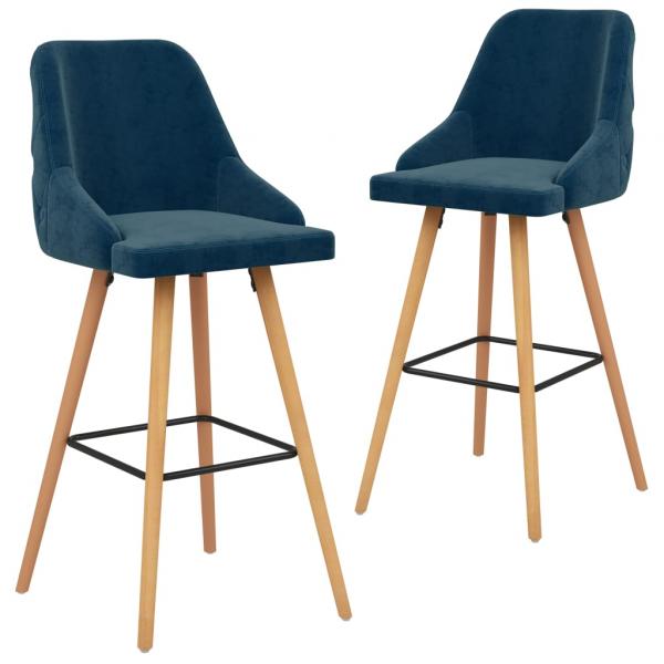 ARDEBO.de - Barhocker 2 Stk. Blau Samt 