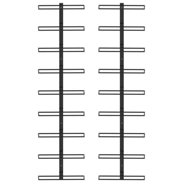 Wand-Weinregale für 18 Flaschen 2 Stk. Schwarz Eisen 