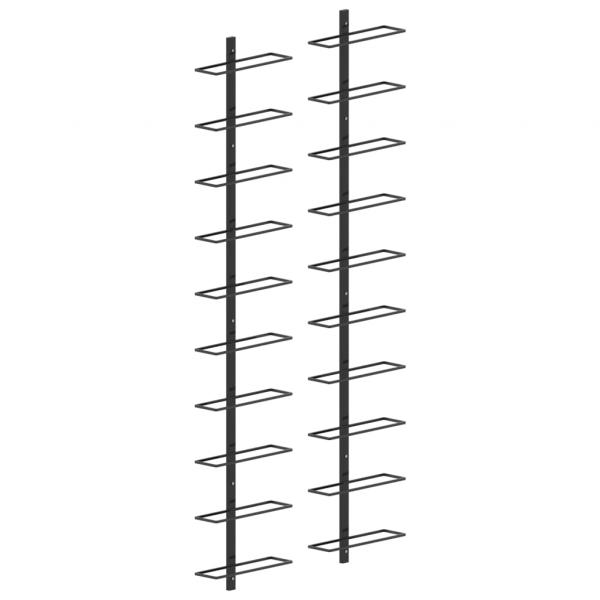 ARDEBO.de - Wand-Weinregale für 20 Flaschen 2 Stk. Schwarz Metall