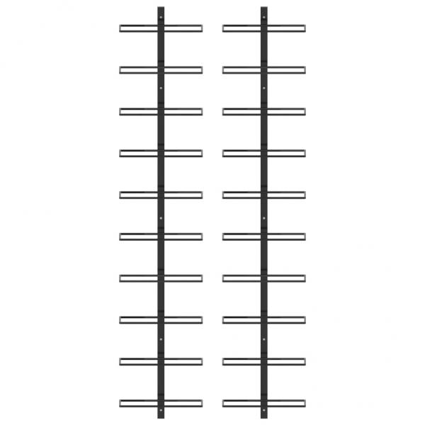 Wand-Weinregale für 20 Flaschen 2 Stk. Schwarz Metall