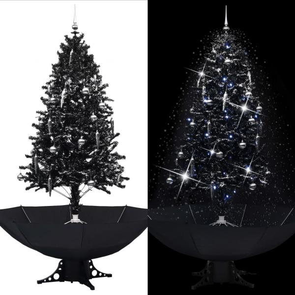 ARDEBO.de - Schneiender Weihnachtsbaum mit Schirmfuß Schwarz 190 cm PVC