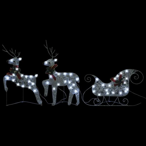 Weihnachtsdeko Rentier & Schlitten 60 LEDs Outdoor Silbern