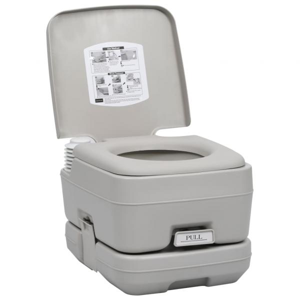 Tragbare Campingtoilette Grau 10 + 10 L