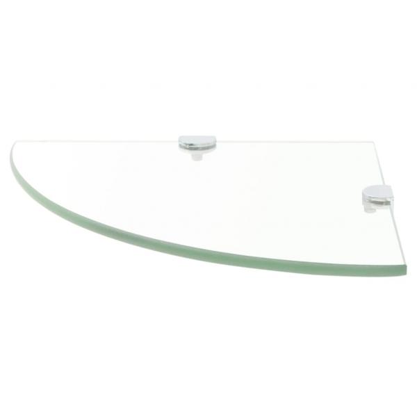 Eckregale 2 Stk. mit Verchromten Halterungen Glas Transparent